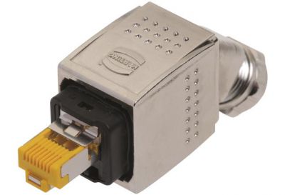 Han PP RJ45 10G met. plug set 45° bottom