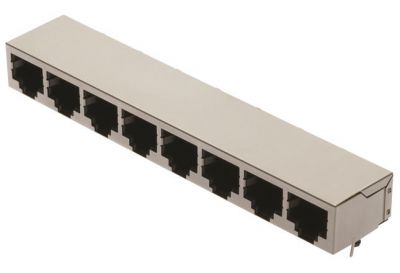 RJI RJ45 8-port jack Cat.5 THT angled