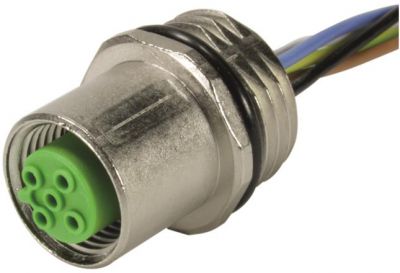 M12 flange socket with wire, 5pol.B-kod