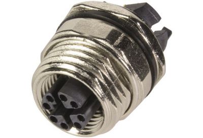 M12 CAT6a receptacle straight rear