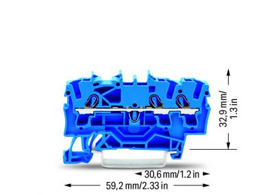 3-conductor through terminal block2.5 mm², blue