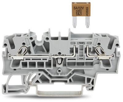 2-conductor fuse terminal blockfor mini-automotive blade-style fuses per DIN 7258-3f, ISO 8820-3, gray