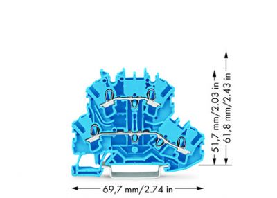 Double-deck terminal blockThrough/through terminal block, blue