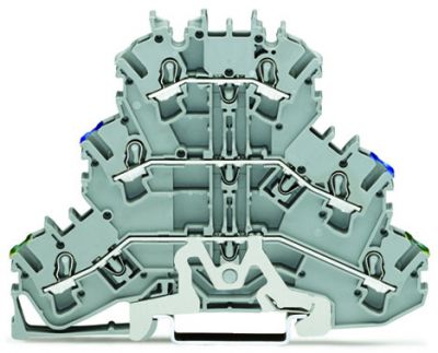 Triple-deck terminal blockGround cond./through/through block, gray