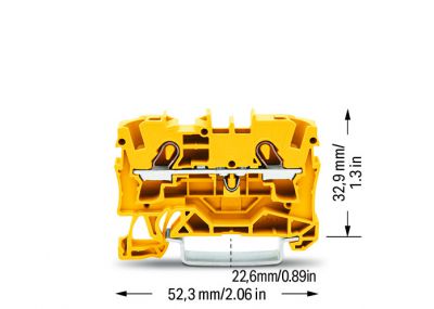 2-conductor through terminal block4 mm², yellow