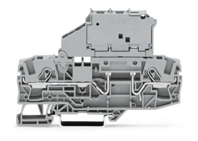 2-conductor fuse terminal blockwith pivoting fuse holder, gray