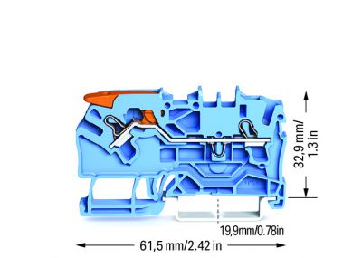 2-conductor through terminal blockwith lever and Push-in CAGE CLAMP® 2.5 mm², blue