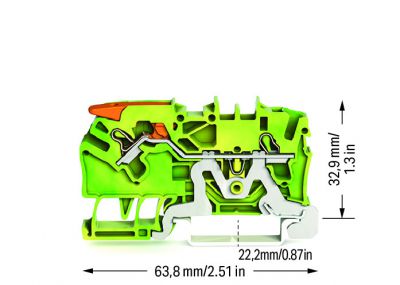 2-conductor ground terminal block2.5 mm², green-yellow