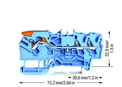 3-conductor through terminal blockwith lever and Push-in CAGE CLAMP® 2.5 mm², blue