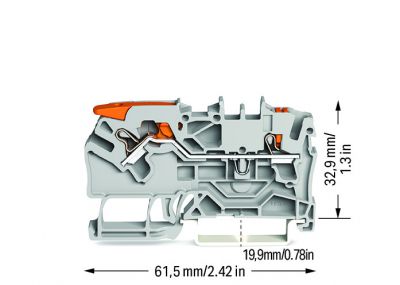 2-conductor through terminal blockwith lever and push-button 2.5 mm², gray