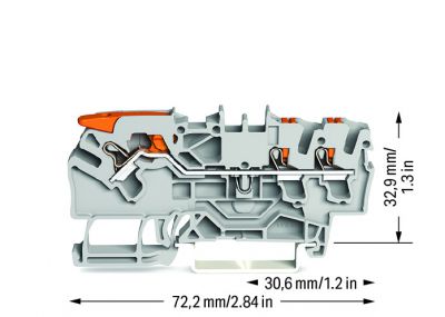 3-conductor through terminal blockwith lever and push-button 2.5 mm², gray