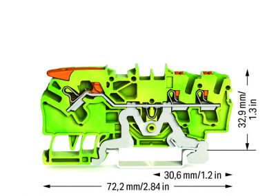 3-conductor ground terminal block2.5 mm², green-yellow