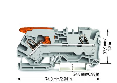 2-conductor through terminal blockwith lever and Push-in CAGE CLAMP® 6 mm², gray