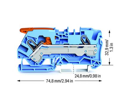 2-conductor through terminal blockwith lever and Push-in CAGE CLAMP® 6 mm², blue