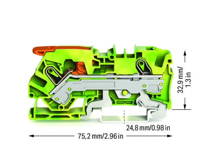 2-conductor ground terminal block6 mm², green-yellow