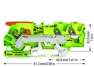 3-conductor ground terminal block6 mm², green-yellow