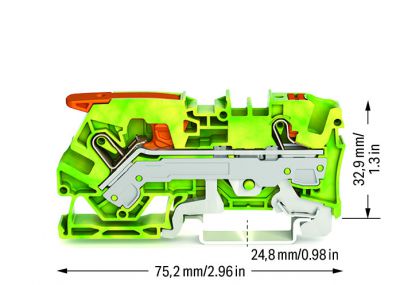 2-conductor ground terminal block6 mm², green-yellow