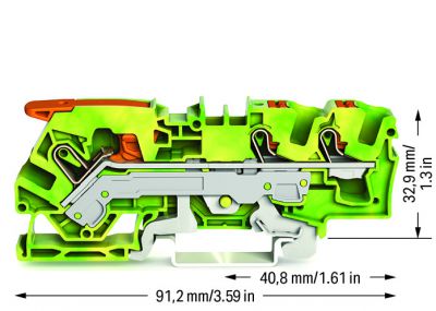 3-conductor ground terminal block6 mm², green-yellow
