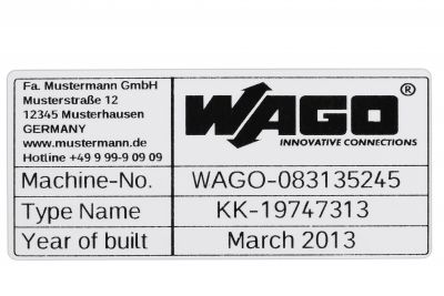 Type labels99 x 44 mm