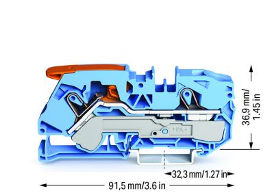 2-conductor through terminal blockwith lever and Push-in CAGE CLAMP® 16 mm², blue