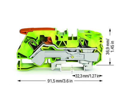 2-conductor ground terminal block16 mm², green-yellow