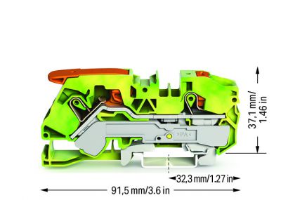 2-conductor ground terminal block16 mm², green-yellow