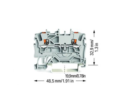 2-conductor through terminal blockwith push-button 1.5 mm², gray