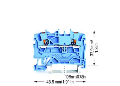 2-conductor through terminal blockwith push-button 1.5 mm², blue