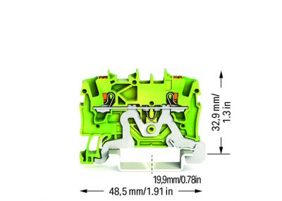 2-conductor ground terminal blockwith push-button 1.5 mm², green-yellow