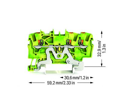 3-conductor ground terminal blockwith push-button 1.5 mm², green-yellow