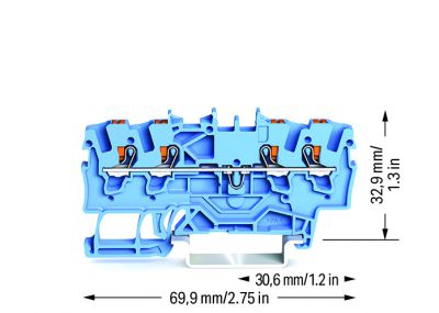 4-conductor through terminal blockwith push-button 1.5 mm², blue