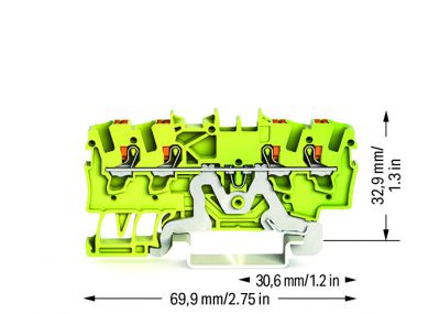 4-conductor ground terminal blockwith push-button 1.5 mm², green-yellow