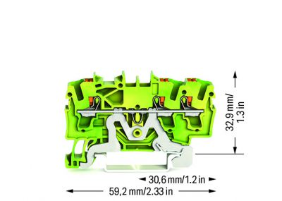 3-conductor ground terminal blockwith push-button 2.5 mm², green-yellow