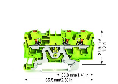 3-conductor ground terminal blockwith push-button 4 mm², green-yellow