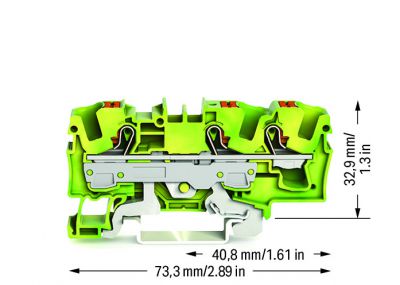 3-conductor ground terminal blockwith push-button 6 mm², green-yellow