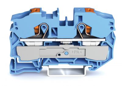 2-conductor through terminal blockwith push-button 16 mm², blue