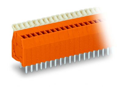 PCB terminal blockpush-button 0.5 mm² Pin spacing 2.54 mm 3-pole, orange