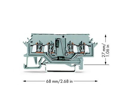 Component terminal block4-conductor for lamp test circuits up to 60 V, gray