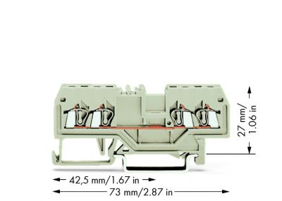 4-conductor through terminal block1.5 mm², light gray