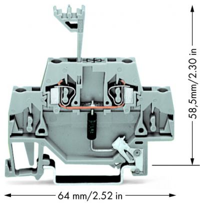 Component terminal blockdouble-deck w/ end plate and dir. connect. to rail, gray