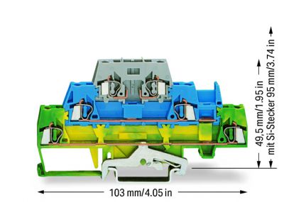 Triple-deck terminal blockgreen-yellow/blue/gray