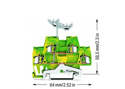 Double-deck terminal block4-conductor ground terminal block, green-yellow