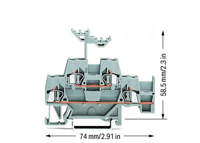 Double-deck terminal blockThrough/through terminal block, gray/gray