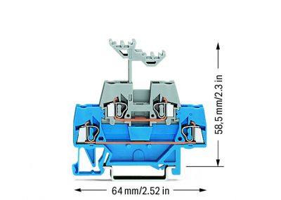 Double-deck terminal blockThrough/through terminal block, blue/gray