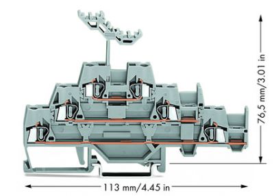 Triple-deck terminal blockThrough/through/through terminal block, gray/gray/gray