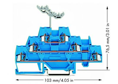 Triple-deck terminal blockThrough/through/through terminal block, blue/blue/blue