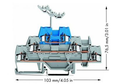 Triple-deck terminal blockThrough/through/through terminal block, gray/gray/blue