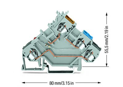 3-conductor sensor terminal blockLED (red) for PNP-(high-side) switching sensors, gray