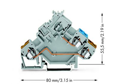 2-conductor actuator terminal blockgray