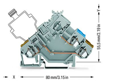 2-conductor actuator terminal blockgray